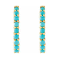 Cabochon Hinged Hoop Earrings