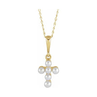 Pearl Youth Cross Necklace or Pendant
