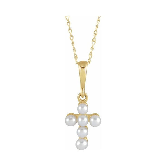 Pearl Youth Cross Necklace or Pendant