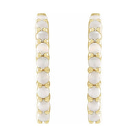 Cabochon Hinged Hoop Earrings