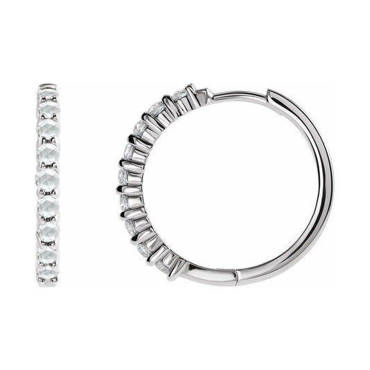 Cabochon Hinged Hoop Earrings