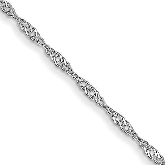 14k White Gold 1mm Carded Singapore Chain