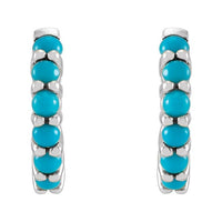 Cabochon Hinged Hoop Earrings
