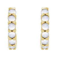 Cabochon Hinged Hoop Earrings