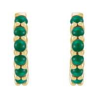 Cabochon Hinged Hoop Earrings