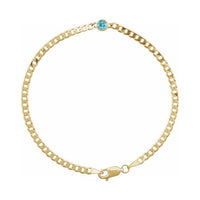 Bezel-Set Solitaire Curb Link Bracelet