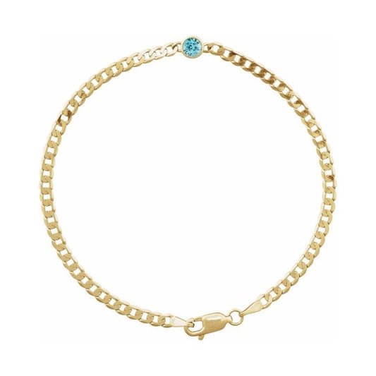 Bezel-Set Solitaire Curb Link Bracelet