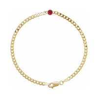 Bezel-Set Solitaire Curb Link Bracelet