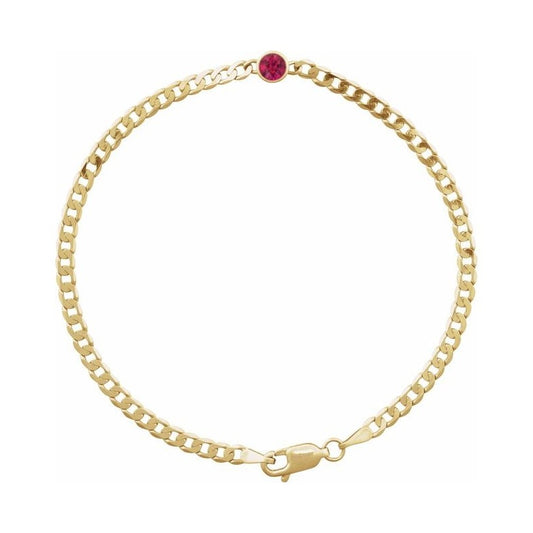 Bezel-Set Solitaire Curb Link Bracelet