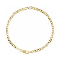 Bezel-Set Solitaire Curb Link Bracelet