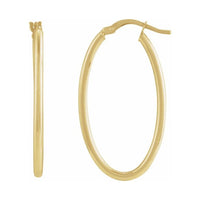 Elongated Oval Tube Hoop Earrings