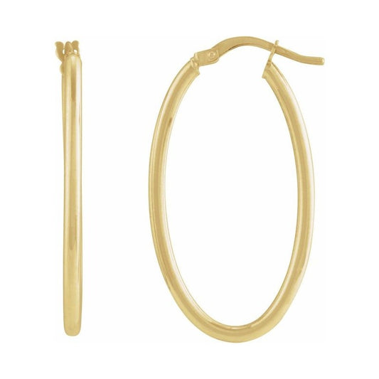 Elongated Oval Tube Hoop Earrings