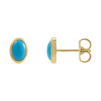Oval Bezel-Set Cabochon Earrings