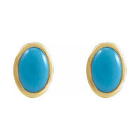 Oval Bezel-Set Cabochon Earrings