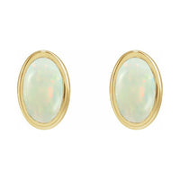 Oval Bezel-Set Cabochon Earrings