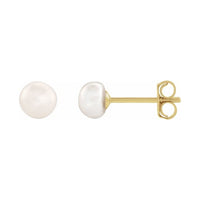 Button Pearl Stud Earrings
