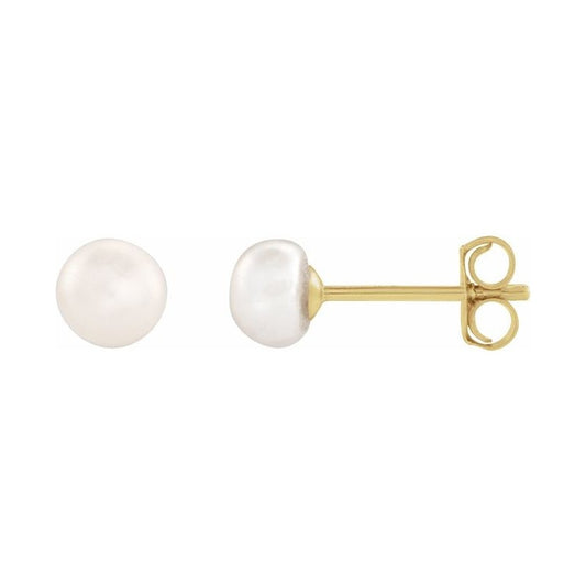 Button Pearl Stud Earrings