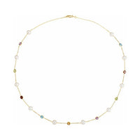 Pearl & Multi-Gemstone Station Necklace