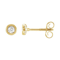 Round Bezel-Set Youth Stud Earrings