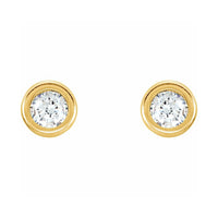 Round Bezel-Set Youth Stud Earrings