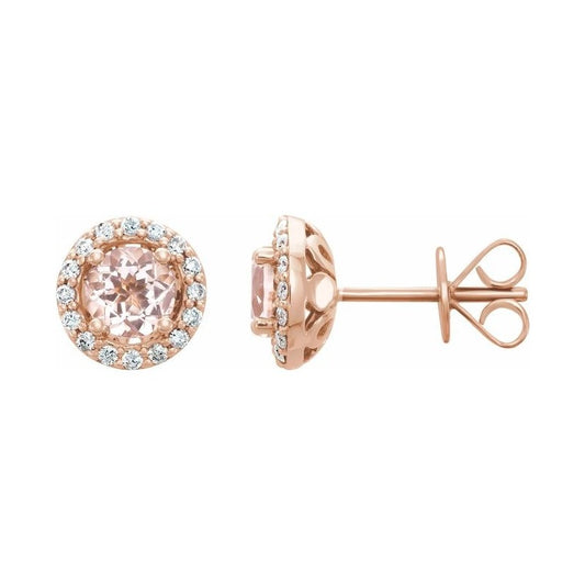 Round 4-Prong Halo-Style Earrings