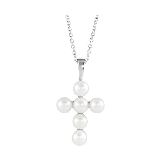 Pearl Cross Necklace or Pendant