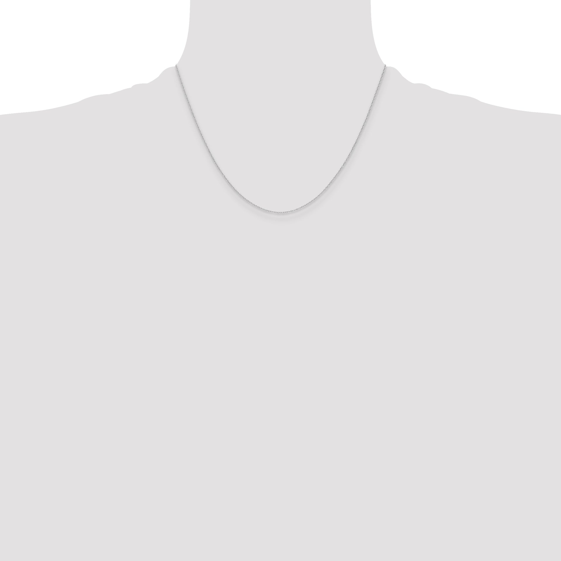14k White Gold .4 mm Carded Cable Rope Chain