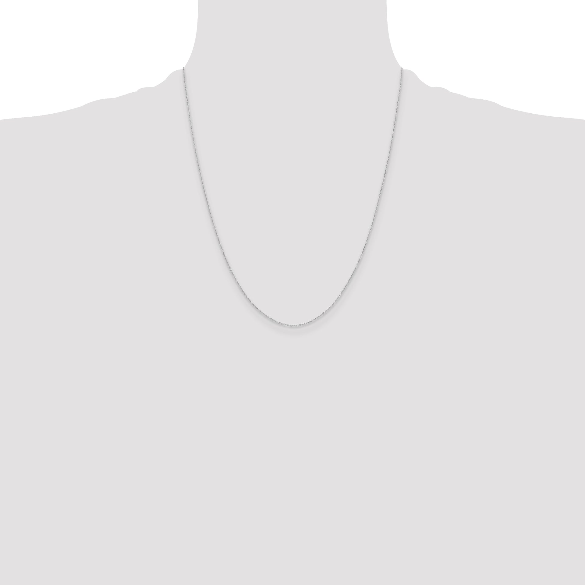 14k White Gold .4 mm Carded Cable Rope Chain