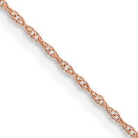 14k  Rose Gold .6 mm Carded Cable Rope Chain
