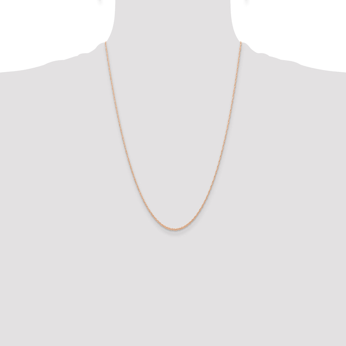 14k  Rose Gold .6 mm Carded Cable Rope Chain