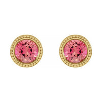 Round Bezel-Set Stud Earrings