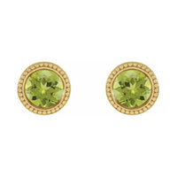 Round Bezel-Set Stud Earrings