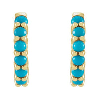 Cabochon Hinged Hoop Earrings