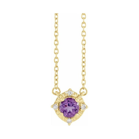 Halo-Style Birthstone Necklace