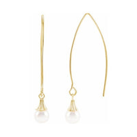 Dangle Wire Pearl Earrings