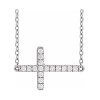 Lab-Grown Diamond Sideways Cross Necklace