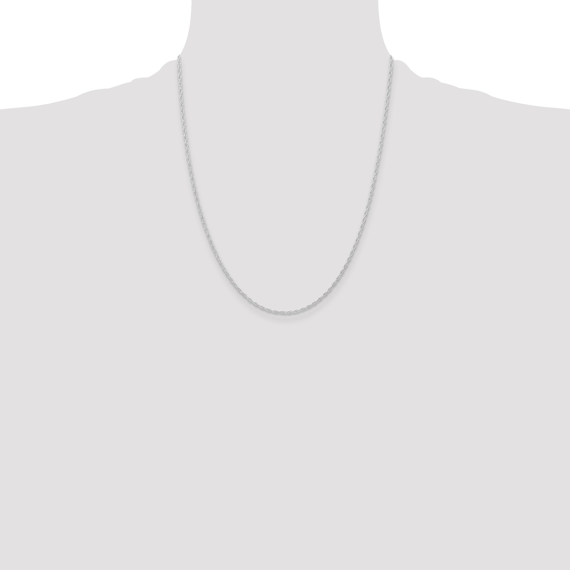 14K White Gold 1.15mm Carded Cable Rope Chain