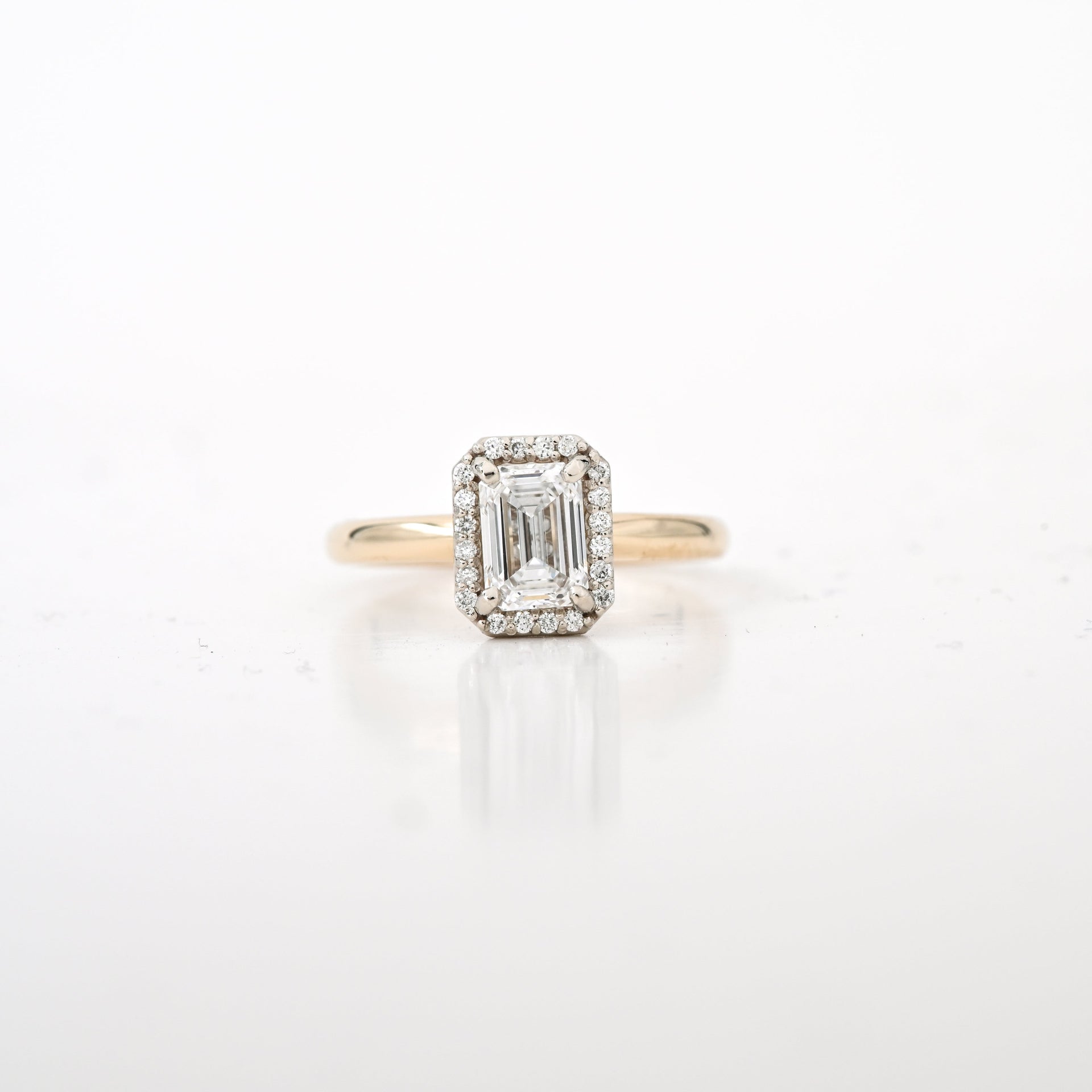 1.07 CT Emerald Lab Diamond Ring in 14K Yellow Gold