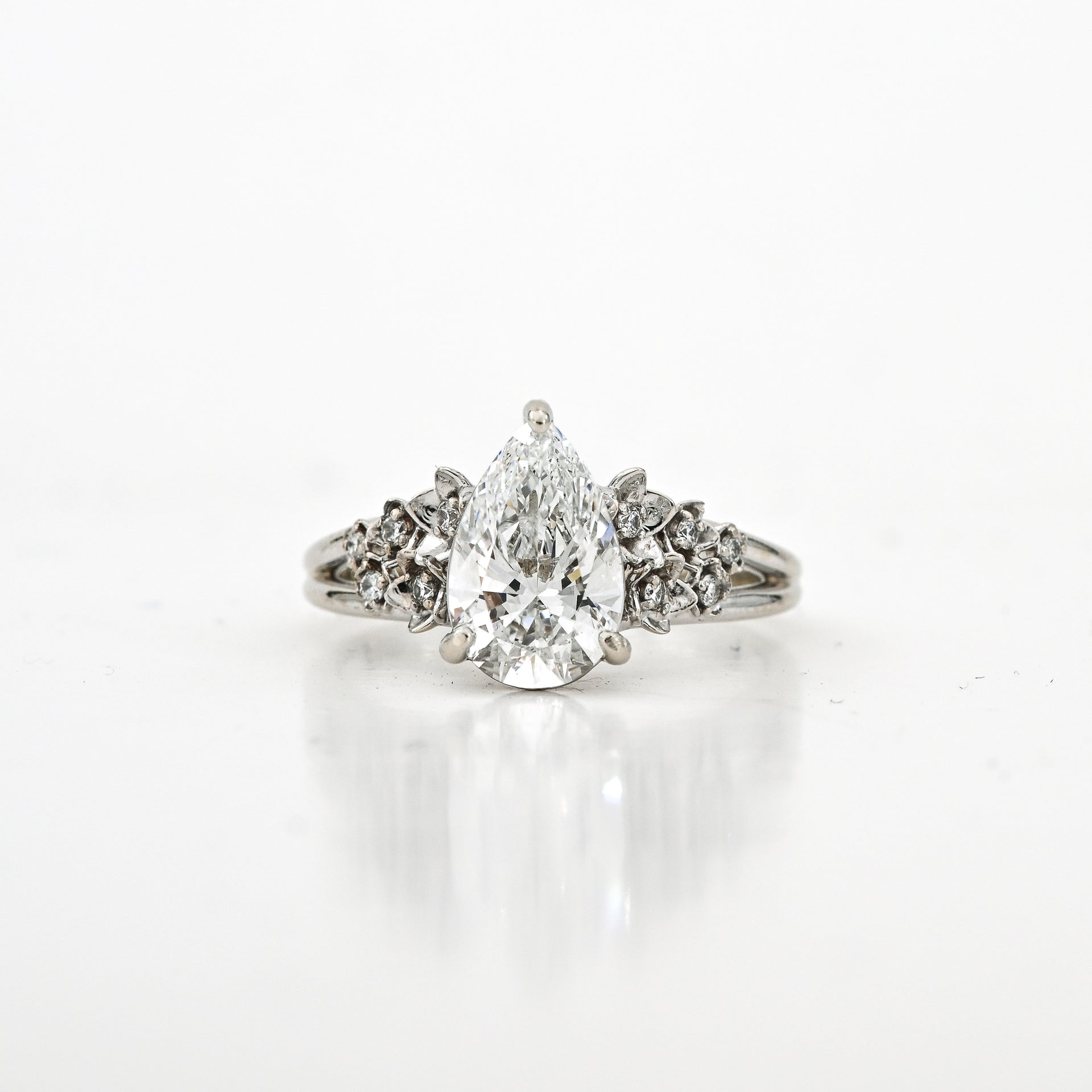 2.06 CT Pear Lab Diamond Ring in 14K White Gold