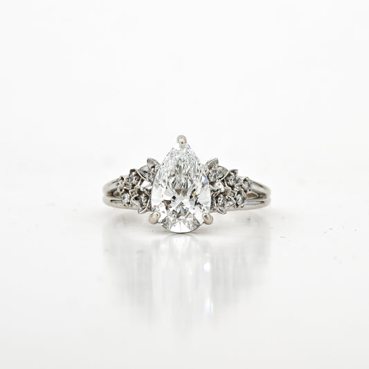 2.06 CT Pear Lab Diamond Ring in 14K White Gold