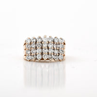 2 CTW Four-Row Diamond Ring in 14K Yellow Gold