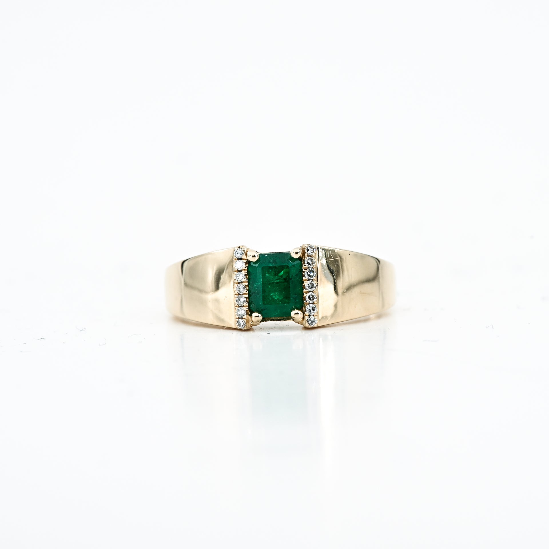 0.77 CT Emerald-Cut Natural Diamond Ring in 14K Yellow Gold