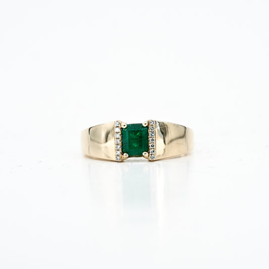 0.77 CT Emerald-Cut Natural Diamond Ring in 14K Yellow Gold