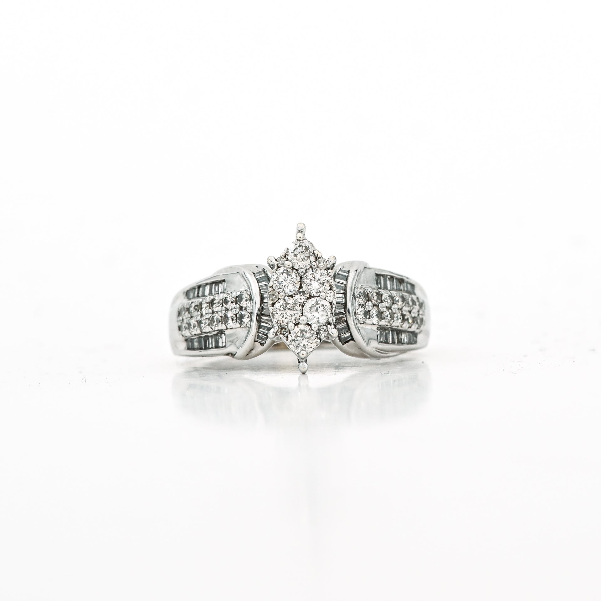1.40 CTW Round Natural Diamond Ring in 10K White Gold