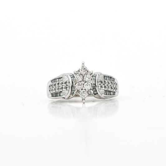 1.40 CTW Round Natural Diamond Ring in 10K White Gold