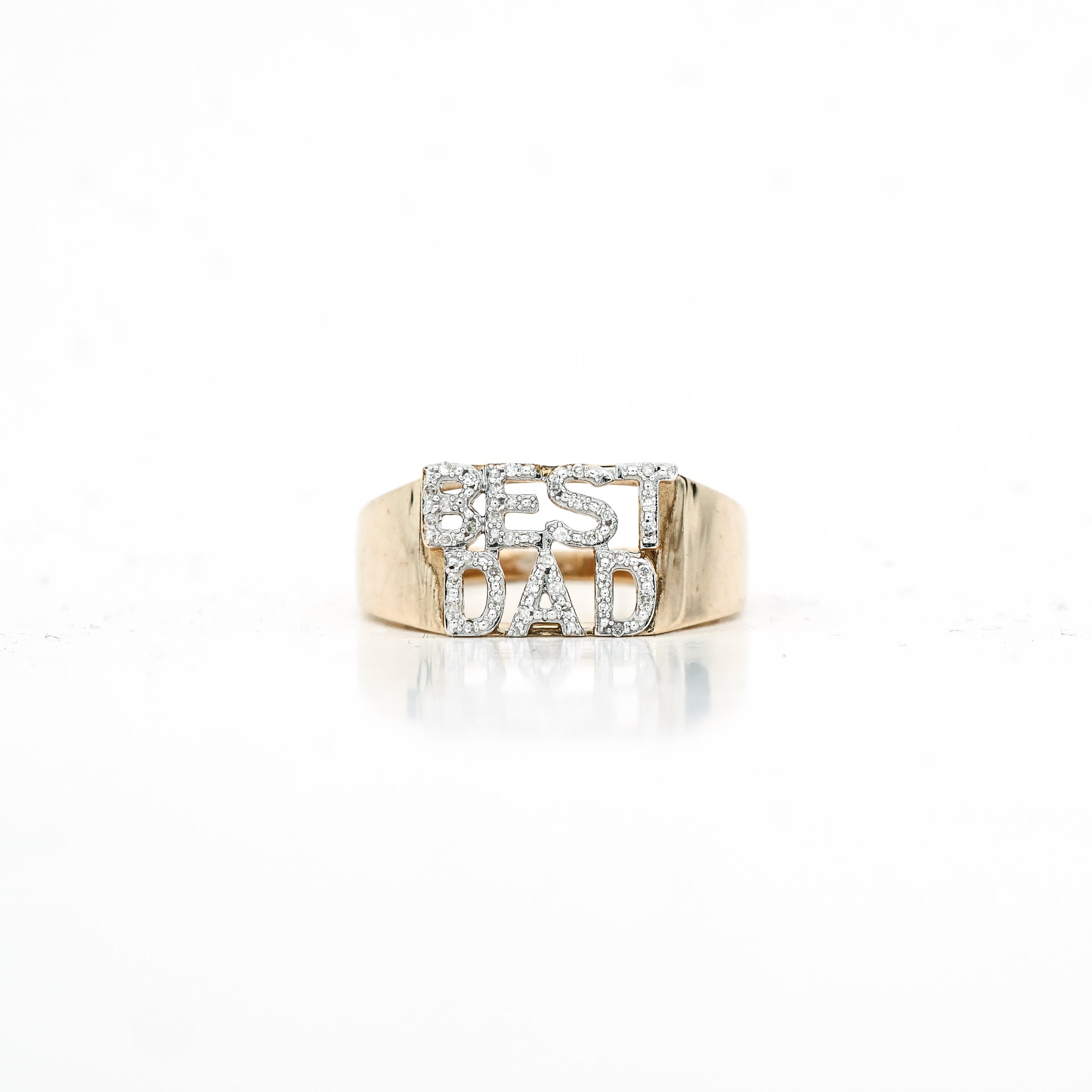 10K Yellow Gold Round "Best Dad" Diamond Ring