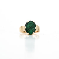 4.88 CT Oval Natural Emerald Ring in 18K Yellow Gold