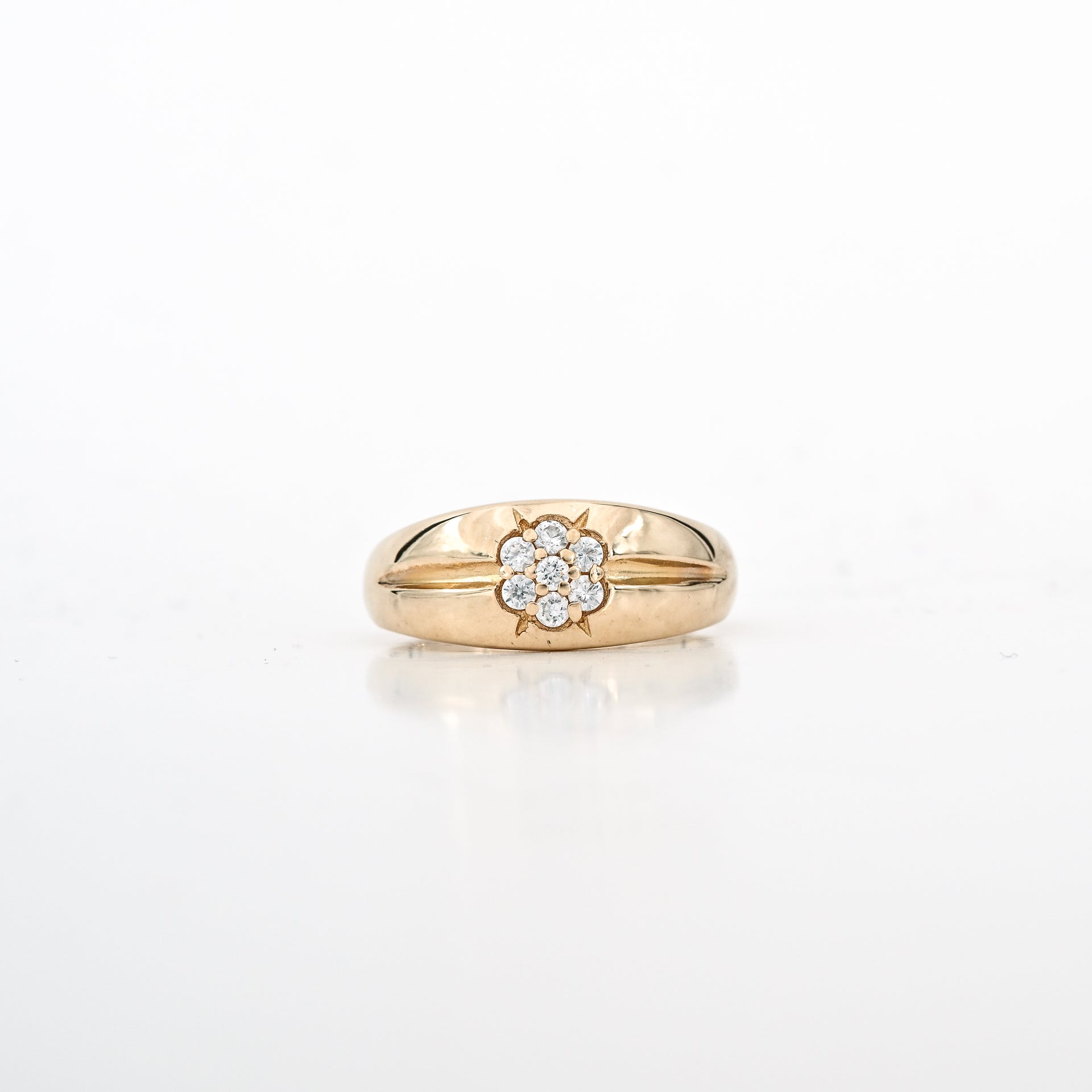 Round CZ Cluster Ring with Domed Top in 10K Yellow Gold