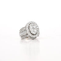 3.02 CTW Oval Diamond Cluster Ring in 14K White Gold