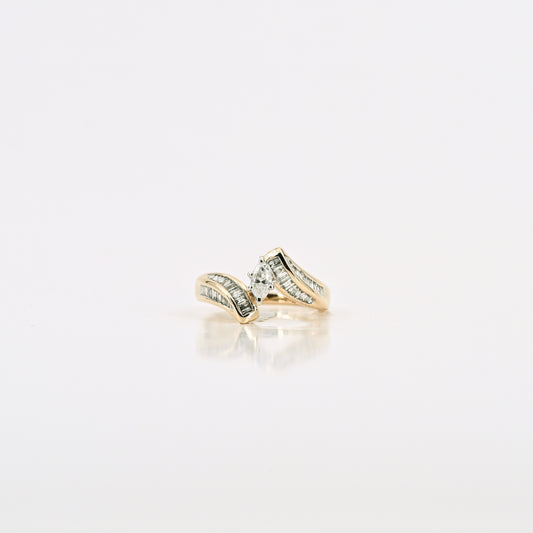 0.23 CT Marquise Diamond Ring in 14K Yellow Gold